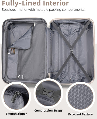 6-piece luggage set, expandable hardshell suitcase set with spinner wheels, lightweight rolling luggage set
