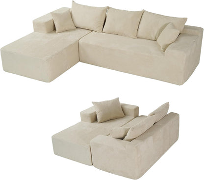 Cloud Sectional Couch with L-Shape Chaise,Modern Modular Sofa with Deep Seat, Upholstered Couches for Living Room Bedroom,No Assembly Required, Beige (Left Facing Chaise)