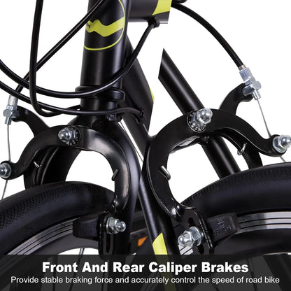 WEIZE Road Bike, 700C Wheel City Commuter Bicycle, Shimano 14 Speed Drop Bar, Racing Adult Bike with Caliper Brakes, High-Carbon Steel Hybrid Bikes