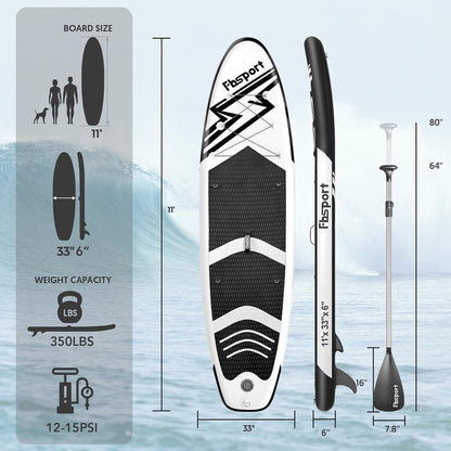 Premium Stand Up Paddle Board Yoga Board with Durable SUP Accessories & Carry Bag | Wide Stance Surf Control Non-Slip Deck Leash Paddle and Pump for Youth & Adult