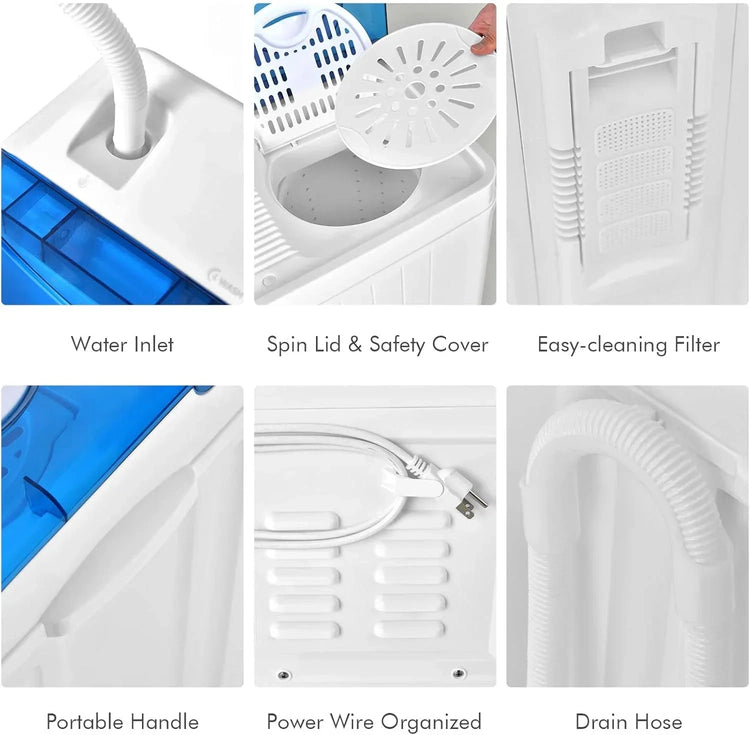 COSTWAY Double Tub 26 lb Capacity Laundry 18 lb 8 lb Spin Combo Drain Pump Washing Machine