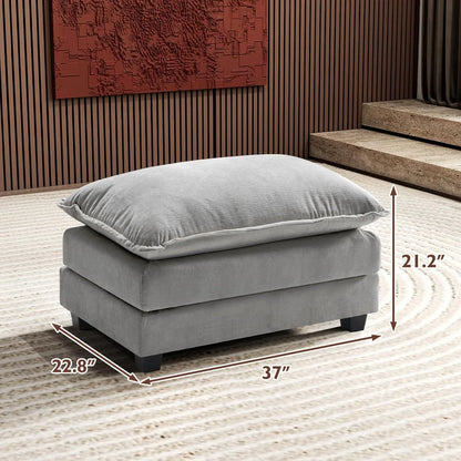 Ihanherry 146" U-Shaped Modern Sofa Modular Sectional Cloud Couch with 2 Ottoman, 6-Seat Chenille Deep Seat Sofa with 6 Pillows for Living Room, Bedroom and Apartment, Grey