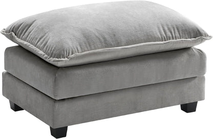 Ihanherry 146" U-Shaped Modern Sofa Modular Sectional Cloud Couch with 2 Ottoman, 6-Seat Chenille Deep Seat Sofa with 6 Pillows for Living Room, Bedroom and Apartment, Grey