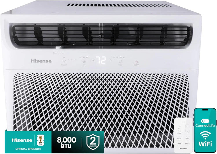 Hisense 14,000 BTU Smart Window Air Conditioner, 3 modes (Cooling, Fan, Dehumidifier)