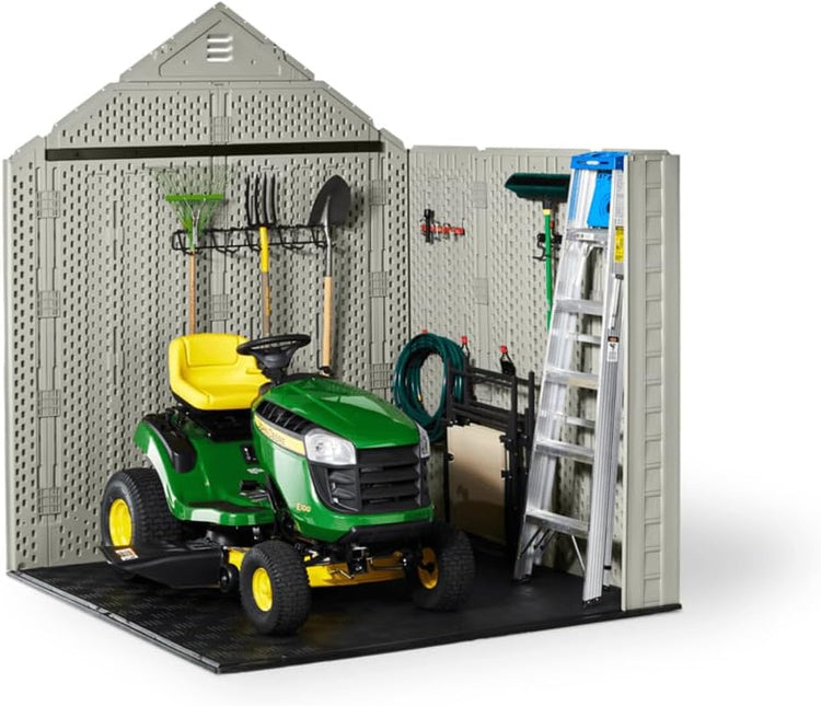 Rubbermaid Resin Outdoor Storage Shed With Floor Weather Resistant Gray Organization for Home