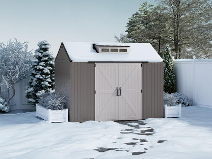 Rubbermaid Resin Outdoor Storage Shed With Floor Weather Resistant Gray Organization for Home