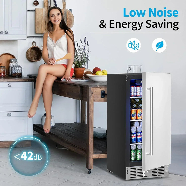 Beverage Refrigerator Cooler 126 Can Mini Fridge Glass Door for Drinks Soda Beer Wine Refrigerator