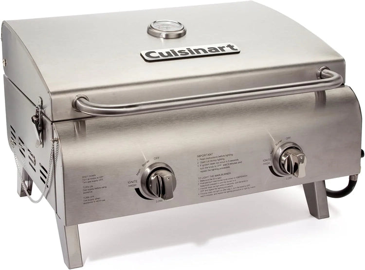 Cuisinart Chef's Style Tabletop Portable Propane Grill 20000 BTU 2-Burner Outdoor Gas Grill