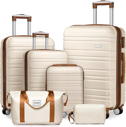 6-piece luggage set, expandable hardshell suitcase set with spinner wheels, lightweight rolling luggage set