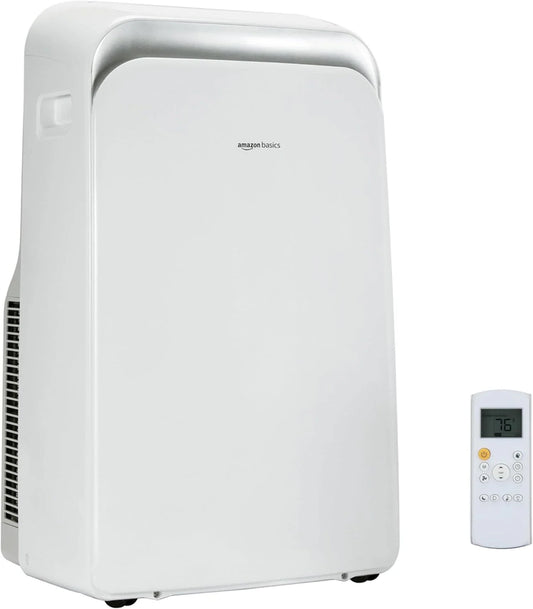 Amazon Basics 3-In-1 Portable Air Conditioner with Remote, Timer, Sleep Mode, Auto Swing, Dehumidifier, 10000 BTU (ASHRAE)/6000 BTU (SACC), Cools Bedroom Up to 450 Sqf, White