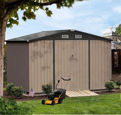 Aoxun 10 x 12FT Outdoor Storage Shed with Double Hinged Large Door Utility Garden Shed