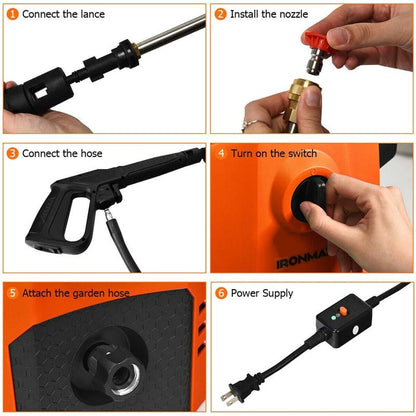 3500PSI Electric Pressure Washer 1800W 2.6 GPM Portable Electric Power Washer with 4 Nozzles