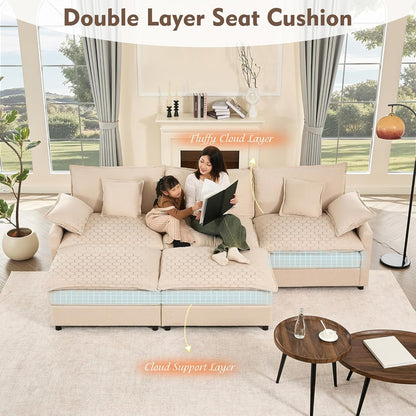 108 Inch U Shape Sofa Sectional Sofa Comfortable Cloud Sofa with Removable Footstool