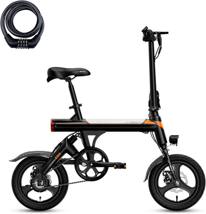Jasion EB3 Electric Bike Adults 21mph, 500W Peak Motor, 270Wh Battery, Rear Suspension, 3 Levels Assist, 14&prime;&prime; Folding Ebike for Adults and Teens, Complies to UL2849