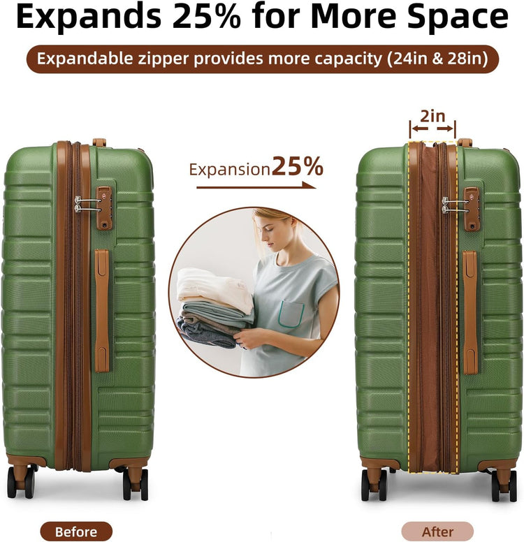 6-piece luggage set, expandable hardshell suitcase set with spinner wheels, lightweight rolling luggage set
