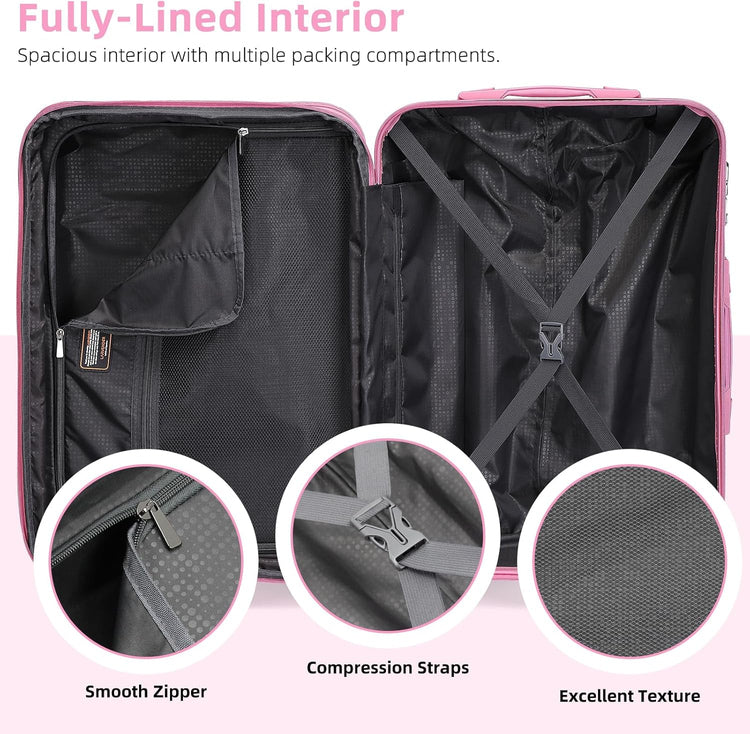 6-piece luggage set, expandable hardshell suitcase set with spinner wheels, lightweight rolling luggage set