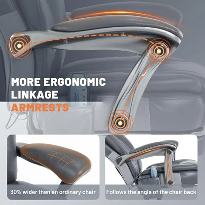 Massage Office Chair with Heating and Footrest Ergonomic Executive Reclining Office Chair