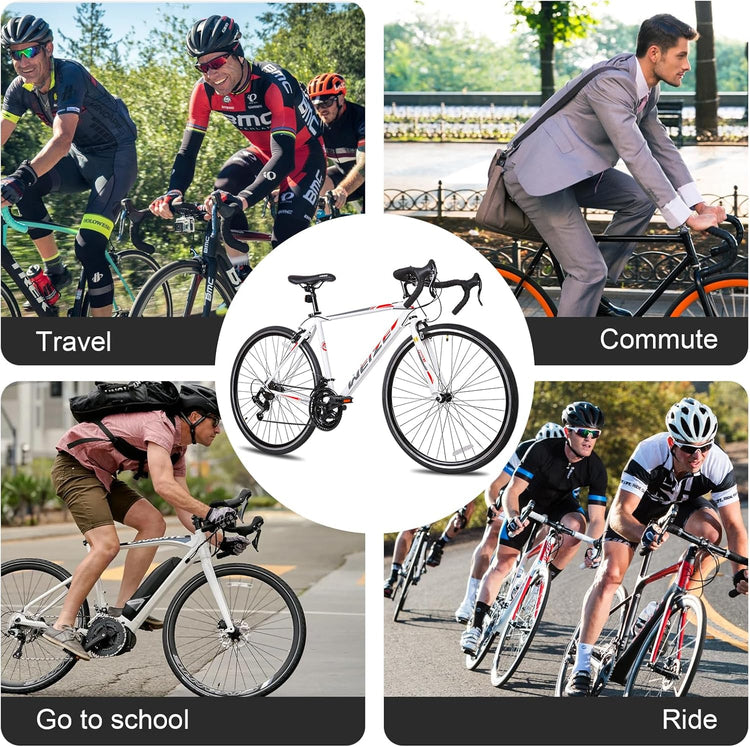 WEIZE Road Bike, 700C Wheel City Commuter Bicycle, Shimano 14 Speed Drop Bar, Racing Adult Bike with Caliper Brakes, High-Carbon Steel Hybrid Bikes