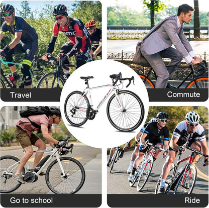 WEIZE Road Bike, 700C Wheel City Commuter Bicycle, Shimano 14 Speed Drop Bar, Racing Adult Bike with Caliper Brakes, High-Carbon Steel Hybrid Bikes