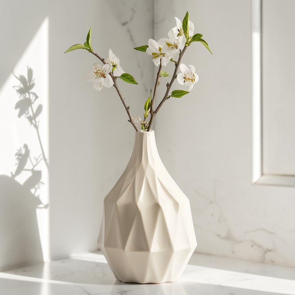 FINP Nordic Geometric Ceramic Flower Vase for Home Decor