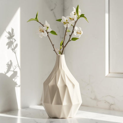 FINP Nordic Geometric Ceramic Flower Vase for Home Decor